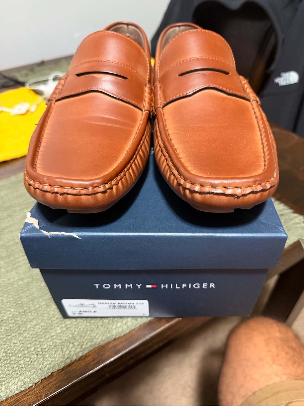 Tommy Hilfiger Men's Cognac Leather Boat Loafers